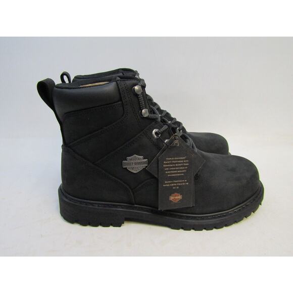 Harley Davidson Mens Size 10 M Black Nubuck Leather Lace Up Ankle 6\